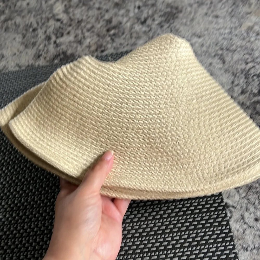 Women’s Wide Brim Foldable Packable Beach Straw Floppy Summer Hat NWOT